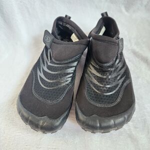 Men's Black Water Shoes Velcro Athletic Works Fishing Wading Size 9-10